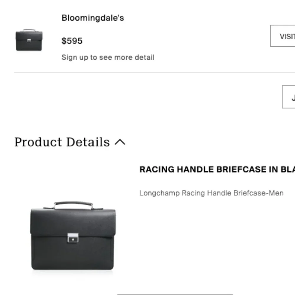 Longchamp Racing Handle Briefcase In Black - Lockable with Key